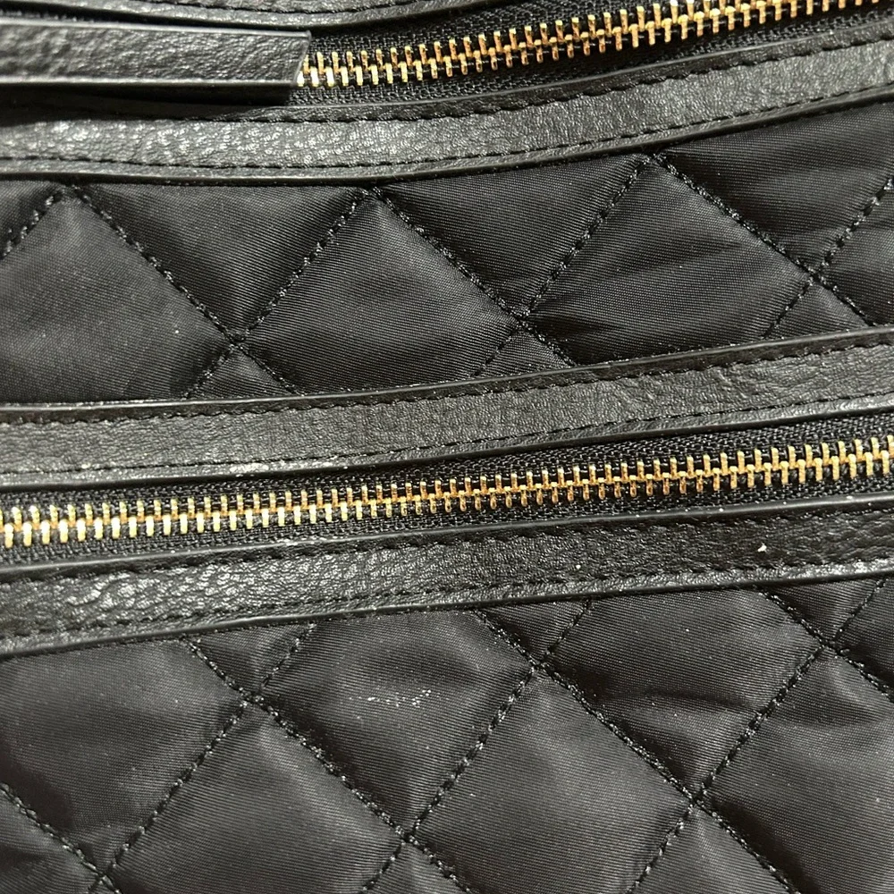 Steve Madden Black Quilted Backpack with Gold Zippers